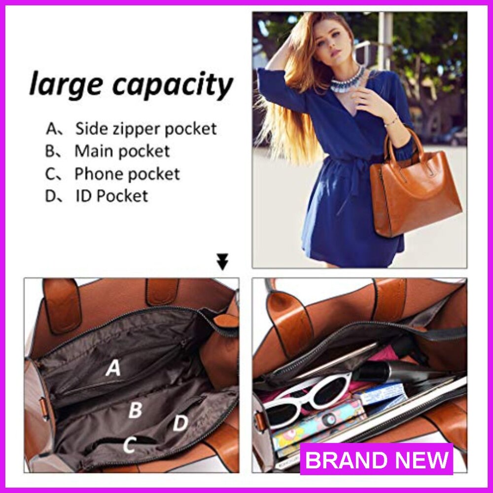 Faux Leather Hobo Satchel Tote Bag Adjustable Strap Work Chic Minimal - Picture 5 of 7